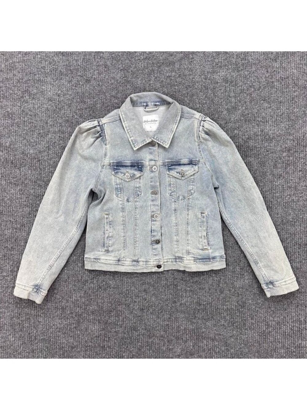 Chelsea DeBoer By Lily & Lottie Puff Sleeve Denim Jean Jacket Womens size Large